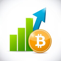 Bitcoin growth, cryptocurrency bull market, rocket record heights conceptual background