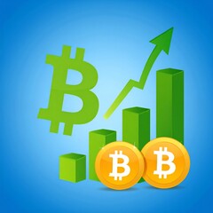 Bitcoin growth, cryptocurrency bull market, rocket record heights conceptual background