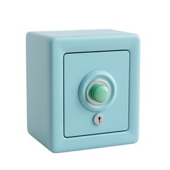 Light blue cartoon safe box isolated on white background