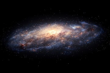 Fototapeta premium The Large Magellanic Cloud, with its vast clusters of stars and colorful nebulae, creating a striking contrast against the deep blackness of space