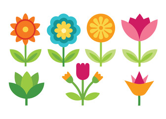 Flower Icons Set Isolated on White Background. Flower Simple Icon. Vector Illustration.