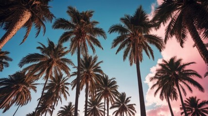 Fototapeta premium Palm Tree Sunset Tropical Paradise Wallpaper