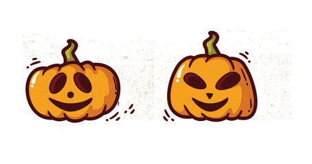 Vector Flat halloween pumpkins collection