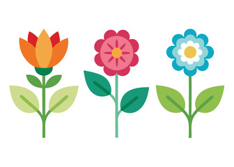 Obraz premium Flower Icons Set Isolated on White Background. Flower Simple Icon. Vector Illustration.