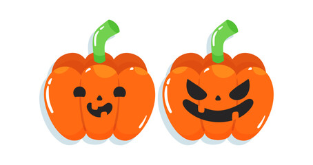 Vector Flat halloween pumpkins collection