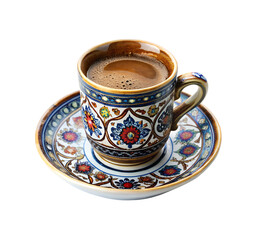 Turkish Coffee in a Traditional Cup Isolated on Transparent Background