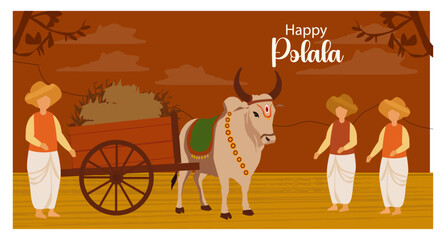 Fototapeta premium Happy Polala Festival Bullock Appreciation Vector Art-04