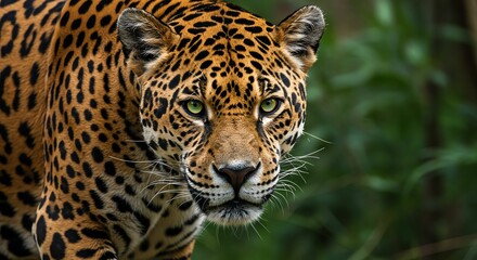 Jaguar Portrait Close Up with Green Eyes