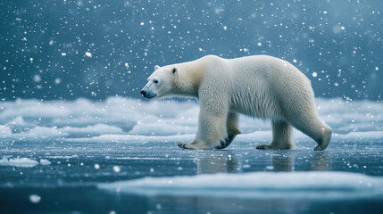 Bear Walking Through a Snowy Landscape