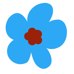 Minimal blue and red abstract flower, ideal for trendy digital prints, graphic design, or modern decor.