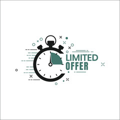  Teal stopwatch with LIMITED OFFER design and minimal digital style for online stores, marketing campaigns, and seasonal sales advertisements