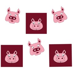 A set of animals, cartoon pigs, 