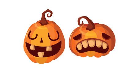 Vector Flat halloween pumpkins collection