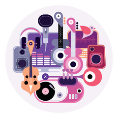Round Shape Music Vector Design