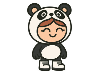 Naklejka premium Panda Costume illustration logo design clipart mascot