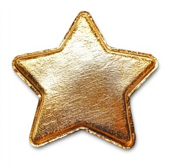 Golden star, textured and embossed,  radiating a sense of excellence