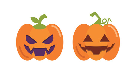 Vector Flat halloween pumpkins collection