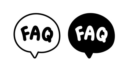Doodle FAQ. Ask bubble illustration. FAQ illustration. Help sign speech bubble. Chat question. Question bubbles. Message box with question mark icon. Help speech bubble.