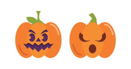 Vector Flat halloween pumpkins collection