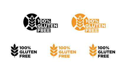 Gluten free icons set on white background