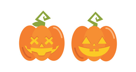 Vector Flat halloween pumpkins collection