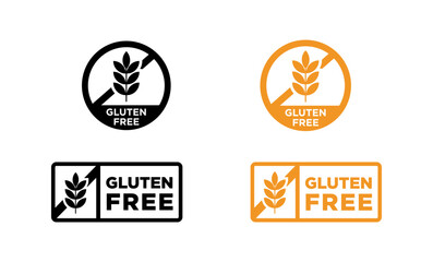 Gluten free icons set on white background