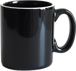 Black mug coffee cup mockup isolated on transparent background 4