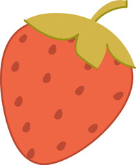 Cartoon Strawberry with Leaf