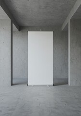 Photo of Empty White Banner in Concrete Room for Advertising Display