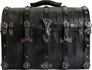 Black treasure chest with closed lid isolated on transparent background 3