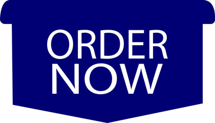 Order now ribbon icon in flat. isolated on transparent background