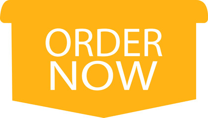 Order now ribbon icon in flat. isolated on transparent background