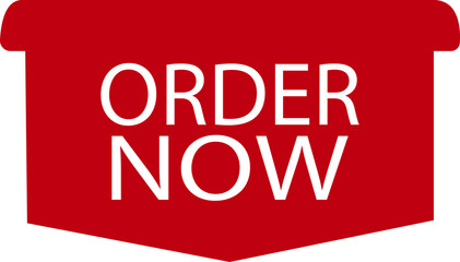 Order now ribbon icon in flat. isolated on transparent background