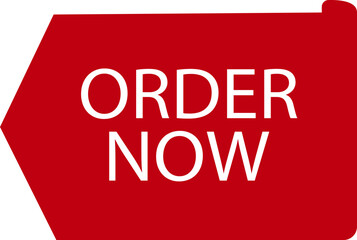 Order now ribbon icon in flat. isolated on transparent background