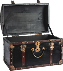 Black treasure chest with open lid isolated on transparent background 2