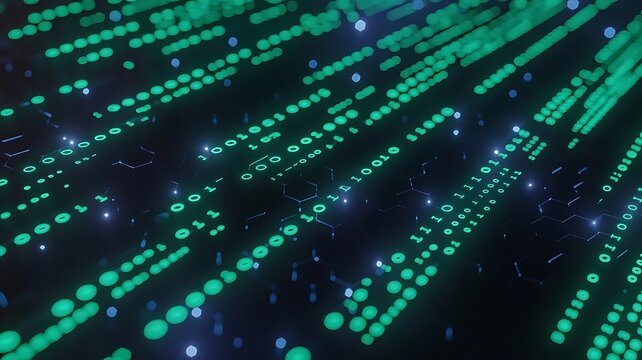 3D futuristic circuit board with glowing blue data pathways.