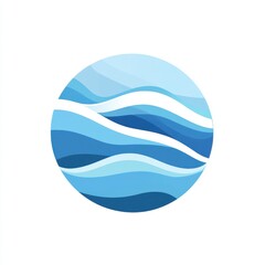 Abstract blue circle filled with stylized flowing waves in various tones.