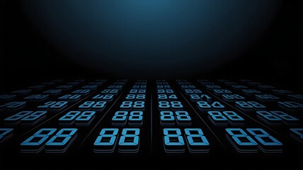 Blue digital grid with glowing numbers.