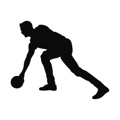 Silhouette of Bowling Player. Vector Illustration.
