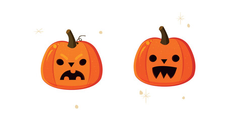 Vector Flat halloween pumpkins collection