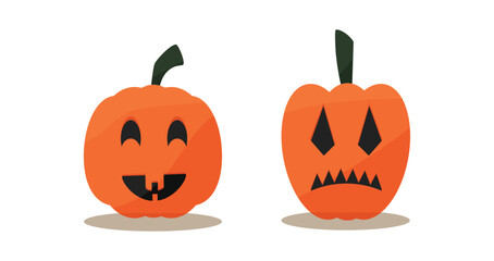 Vector Flat halloween pumpkins collection