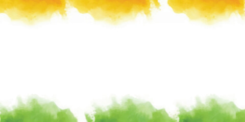 Indian watercolor background: orange or saffron and green colour free center empty space flag colour independence day republic day banner or poster design 