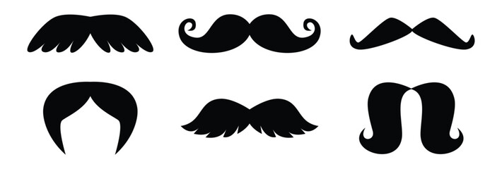 Human mustache silhouette. Mustache icon symbol collection. Vector illustration