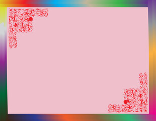 Certificate or invitation template with elegant floral motif with pink accents