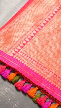 Traditional Indian Banarasi saree detail - close up saree shot