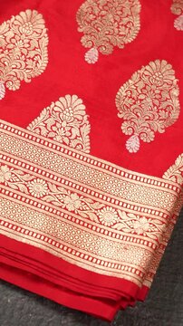 Traditional Indian Banarasi saree detail - close up saree shot