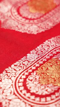 Traditional Indian Banarasi saree detail - close up saree shot