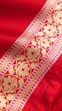 Traditional Indian Banarasi saree detail - close up saree shot