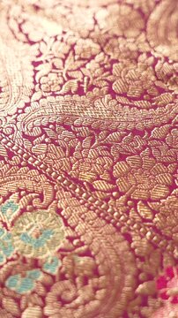 Traditional Indian Banarasi saree detail - close up saree shot