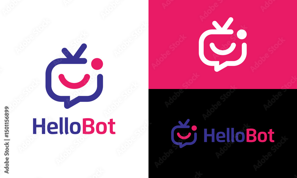 Fototapete hello bot logo design. modern bot concept vector design with abstract chat bubble symbol graphic ico